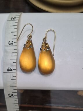 Alexis Bittar Gold Lucite Crystal Accent Earrings